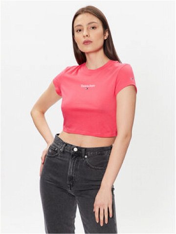 Tommy Jeans T-Shirt Essential Logo DW0DW15444 Růžová Cropped Fit