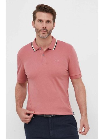 Bavlněné polo tričko BOSS růžová barva 50469360