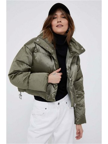 Péřová bunda Calvin Klein dámská zelená barva zimní