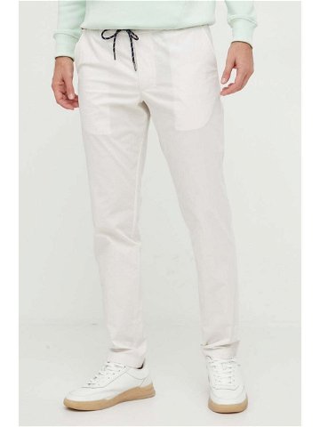 Bavlněné kalhoty Tommy Hilfiger bílá barva jednoduché