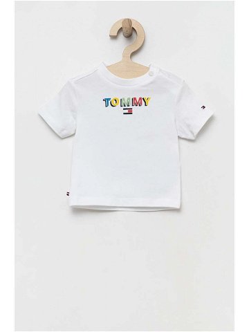 Kojenecké tričko Tommy Hilfiger bílá barva s potiskem
