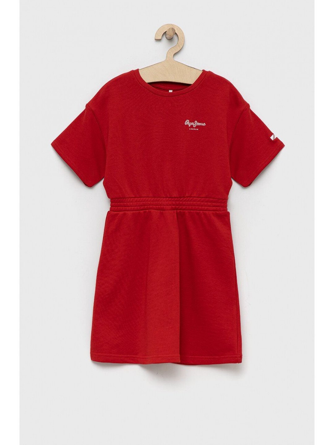 Dětské bavlněné šaty Pepe Jeans PJL GJ Non-denim červená barva mini