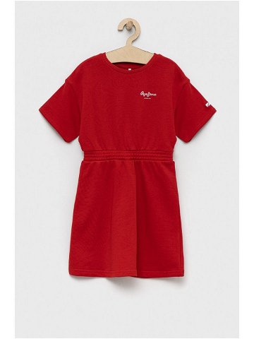 Dětské bavlněné šaty Pepe Jeans PJL GJ Non-denim červená barva mini