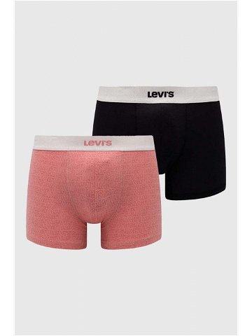 Boxerky Levi s 2-pack pánské růžová barva
