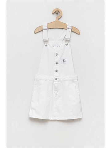 Dětské riflové šaty Calvin Klein Jeans bílá barva mini