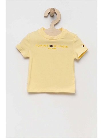 Kojenecké tričko Tommy Hilfiger žlutá barva s potiskem