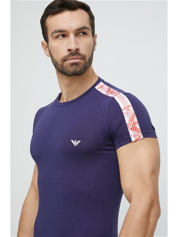 Tričko Emporio Armani Underwear tmavomodrá barva s aplikací