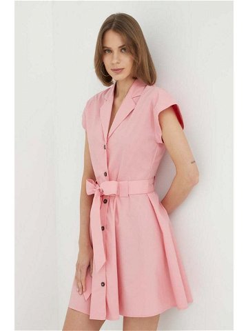 Bavlněné šaty Trussardi růžová barva mini