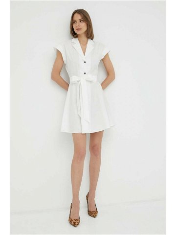 Bavlněné šaty Trussardi bílá barva mini