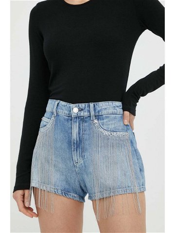 Džínové šortky Guess dámské s aplikací high waist