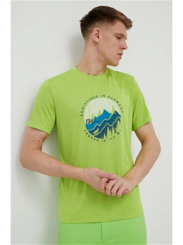 Sportovní tričko Jack Wolfskin Hiking zelená barva s potiskem
