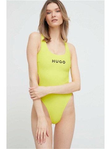 Jednodílné plavky HUGO žlutá barva měkký košík