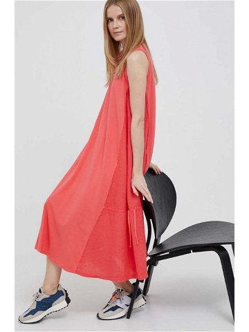 Šaty s příměsí lnu Deha růžová barva midi oversize