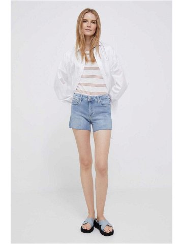 Džínové šortky Calvin Klein Jeans dámské hladké medium waist