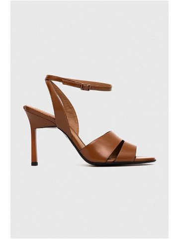 Kožené sandály Calvin Klein GEO STIL SANDAL 90HH hnědá barva HW0HW01462