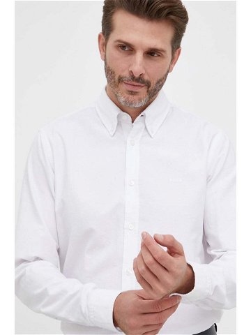 Bavlněná košile BOSS BOSS ORANGE bílá barva regular s italským límcem