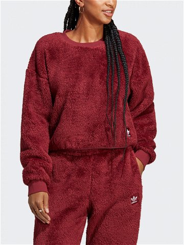 Adidas Mikina Essentials Fluffy Teddy Sweater HY1725 Červená Loose Fit