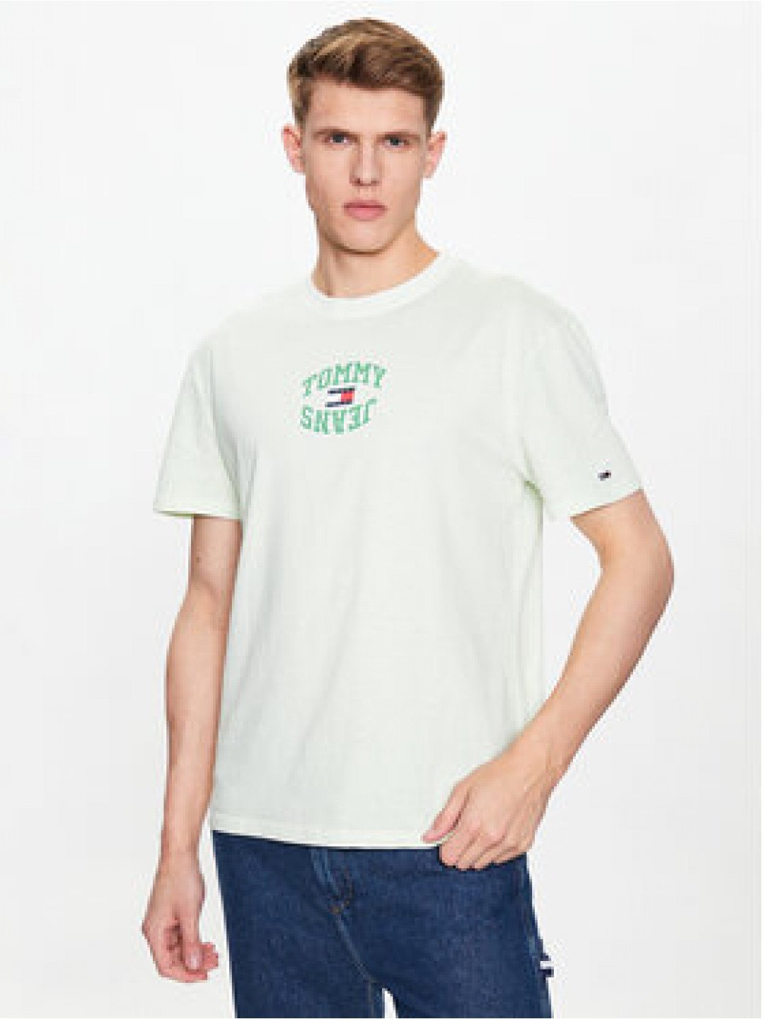 Tommy Jeans T-Shirt Arched DM0DM16227 Zelená Regular Fit