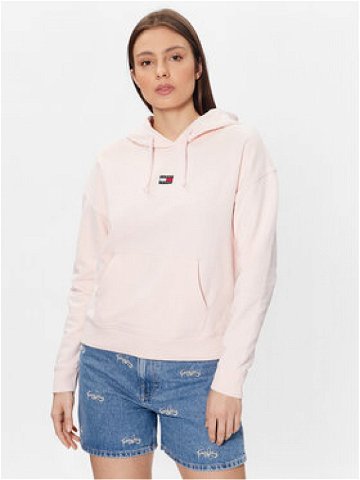 Tommy Jeans Mikina Badge DW0DW15411 Růžová Relaxed Fit