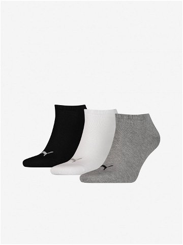 Sada tří párů ponožek ve světle šedé bílé a černé barvě Puma