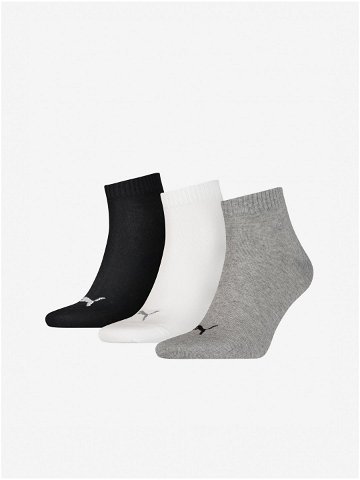 Sada tří párů ponožek v šedé bílé a černé barvě Puma