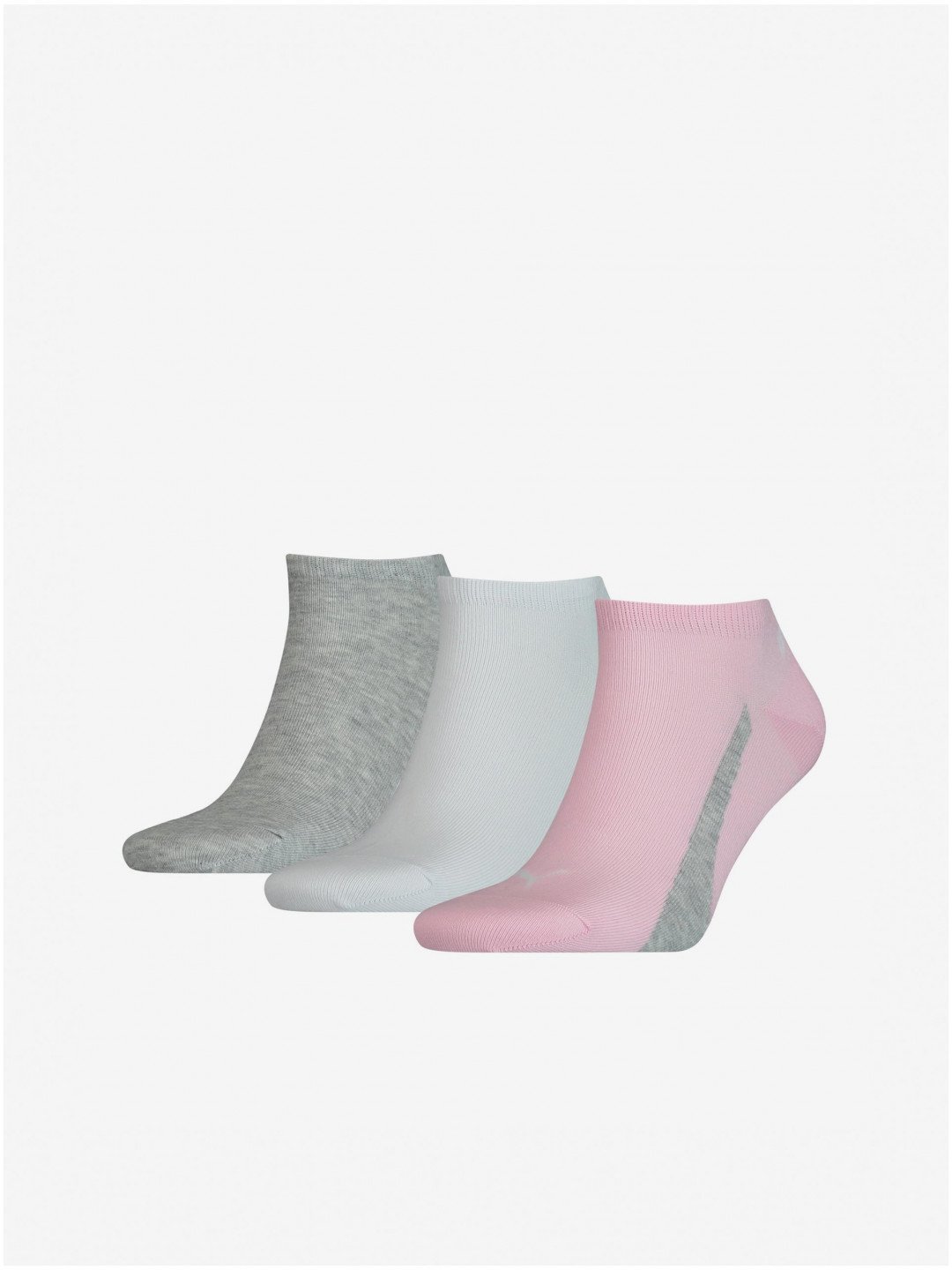 Sada tří párů ponožek v šedé bílé a růžové barvě Puma