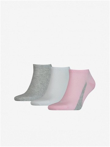Sada tří párů ponožek v šedé bílé a růžové barvě Puma