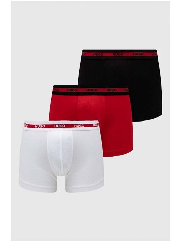 Boxerky HUGO 3-pack pánské červená barva 50492375