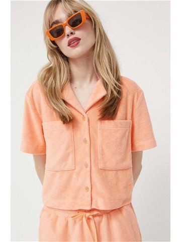 Košile UGG dámská oranžová barva regular s klasickým límcem