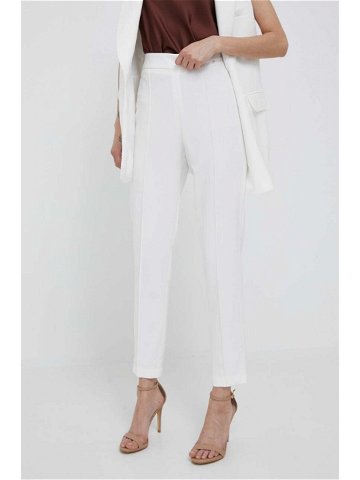 Kalhoty Artigli dámské bílá barva jednoduché high waist