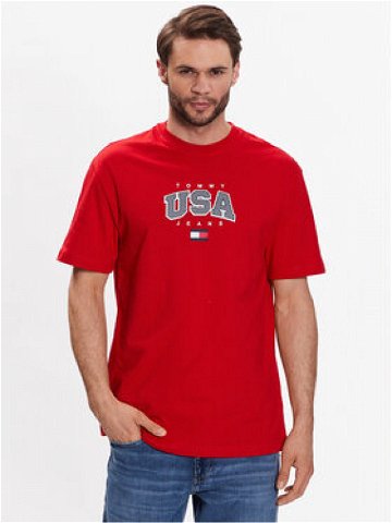 Tommy Jeans T-Shirt Classic Modern Sport USA DM0DM16406 Červená Regular Fit