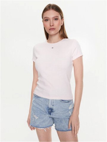 Tommy Jeans T-Shirt Essential DW0DW14876 Růžová Slim Fit