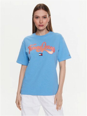 Tommy Jeans T-Shirt DW0DW15466 Modrá Relaxed Fit