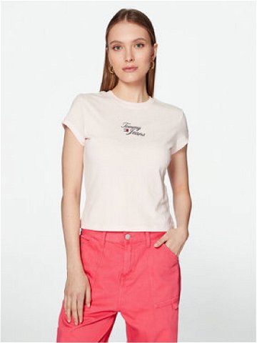 Tommy Jeans T-Shirt Essential Logo DW0DW15441 Růžová Regular Fit