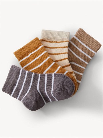 Sada čtyř párů klučičích proužkovaných ponožek v šedé hnědé a béžové barvě Marks & Spencer