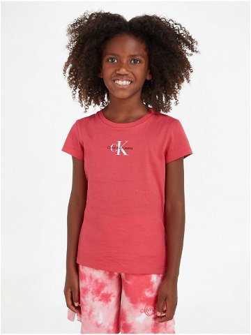 Tmavě růžové holčičí tričko Calvin Klein Jeans
