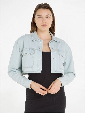 Světle modrá dámská crop top džínová bunda Calvin Klein Jeans
