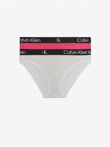 Sada dvou dámských kalhotek v tmavě růžové a světle šedé barvě 2PK Calvin Klein Underwear