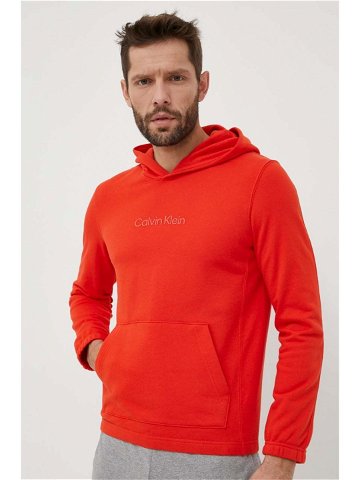 Tepláková mikina Calvin Klein Performance Essentials oranžová barva s kapucí