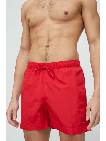 Plavkové šortky Tommy Hilfiger červená barva