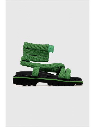 Sandály Tommy Jeans CHUNKY SANDAL dámské zelená barva na platformě EN0EN02073