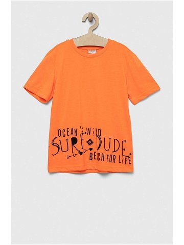 Dětské tričko Birba & Trybeyond oranžová barva s potiskem