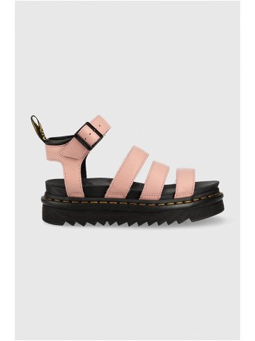 Kožené sandály Dr Martens Blaire dámské růžová barva na platformě DM30706329