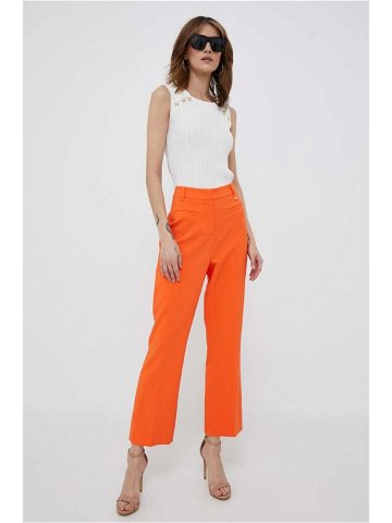 Kalhoty Artigli dámské oranžová barva jednoduché high waist