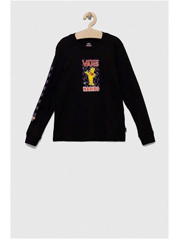 Dětské bavlněné tričko s dlouhým rukávem Vans x Haribo černá barva s potiskem