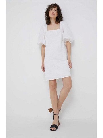 Bavlněné šaty Tommy Hilfiger bílá barva mini