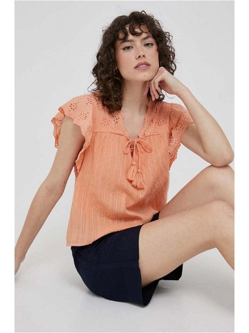 Bavlněná halenka Pepe Jeans Anaise dámská oranžová barva hladká