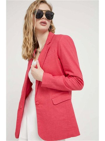 Plátěná bunda Abercrombie & Fitch růžová barva jednořadá hladká