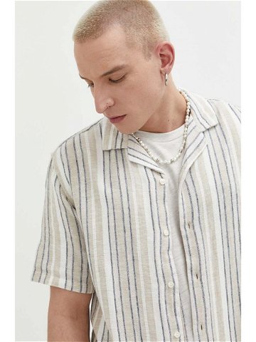 Plátěná košile Abercrombie & Fitch béžová barva regular
