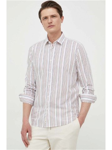 Košile Sisley béžová barva regular s klasickým límcem